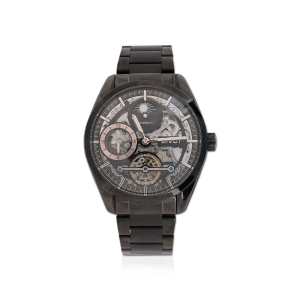 ZIVOT Black and Rose Double Time Watch for Men with Day, Date & Radium Hands