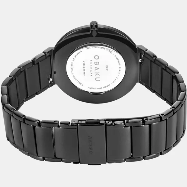 Obaku Men Black Analog Stainless Steel Watch V258LXBBSB