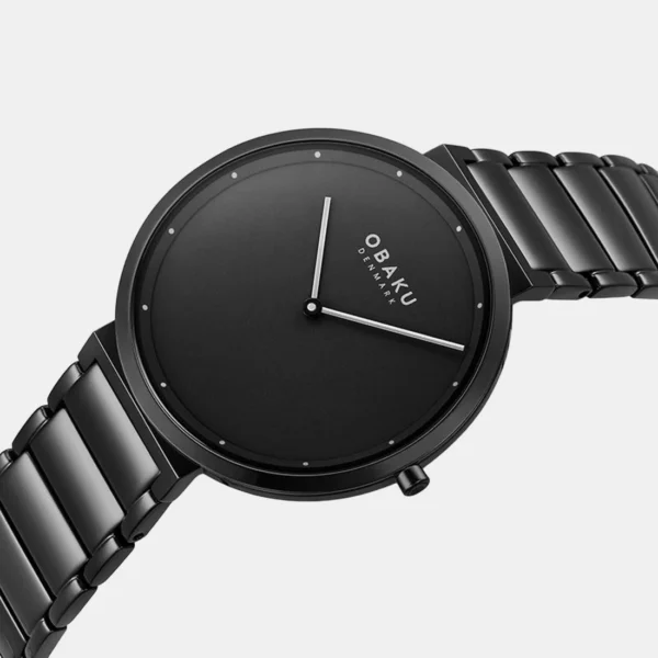 Obaku Men Black Analog Stainless Steel Watch V258LXBBSB