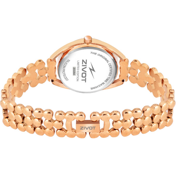 Elegant Golden White Quartz Watch with Gold Stainless Steel Band, Classic Design