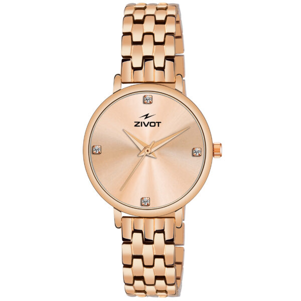 Celestial Gold Rose Quartz Watch with Rose Gold Leather Band