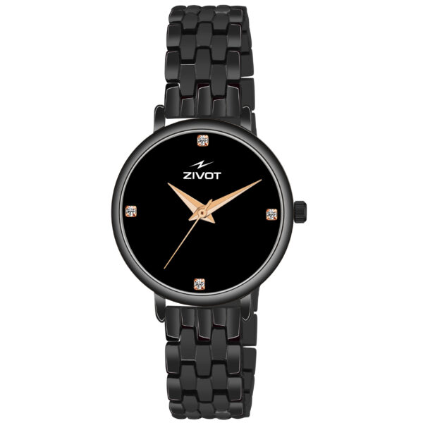 Sleek Crumpton Black Quartz Watch with Stainless Steel Black Band