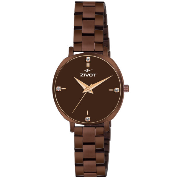 Lethal Brown Sun Dial Quartz Watch with Brown Stainless Steel Band