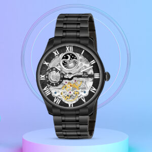 ZIVOT-Z-0067 Golden & Green Analog Watch with Black Bezel and Chain