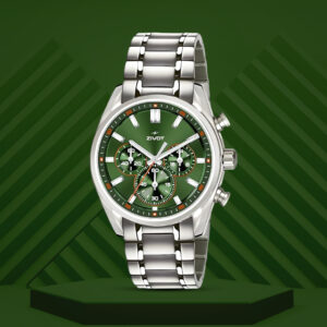 ZIVOT-Z-0083 Silver & Green Analog Wrist Watch with Silver Bezel