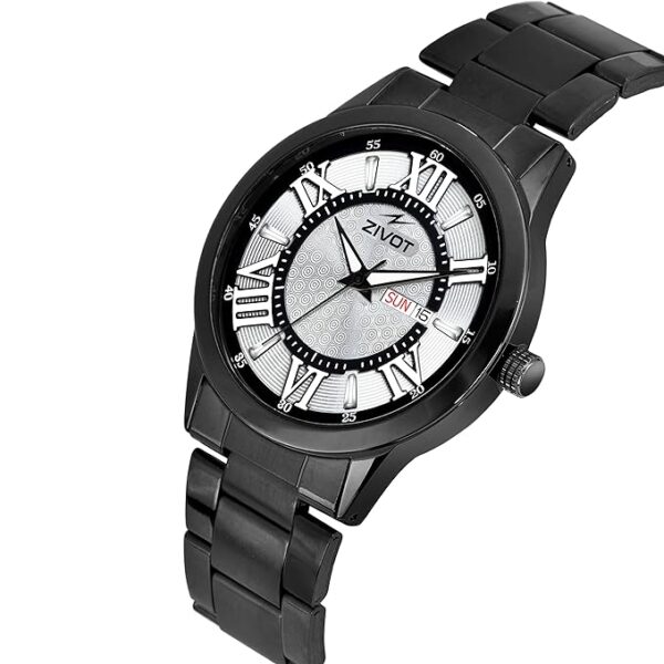 ZIVOT-0026 Analog Wrist Watch, Black Bezel & Silver Dial Design