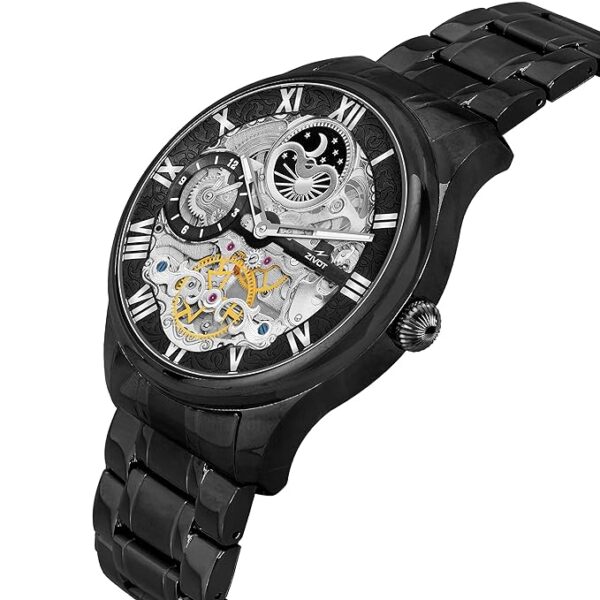 ZIVOT-Z-0067 Golden & Green Analog Watch with Black Bezel and Chain