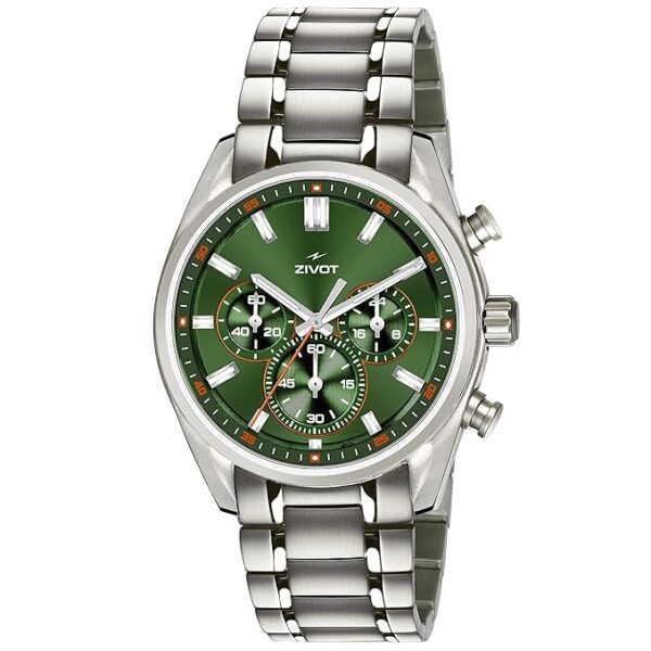 ZIVOT-Z-0083 Silver & Green Analog Wrist Watch with Silver Bezel