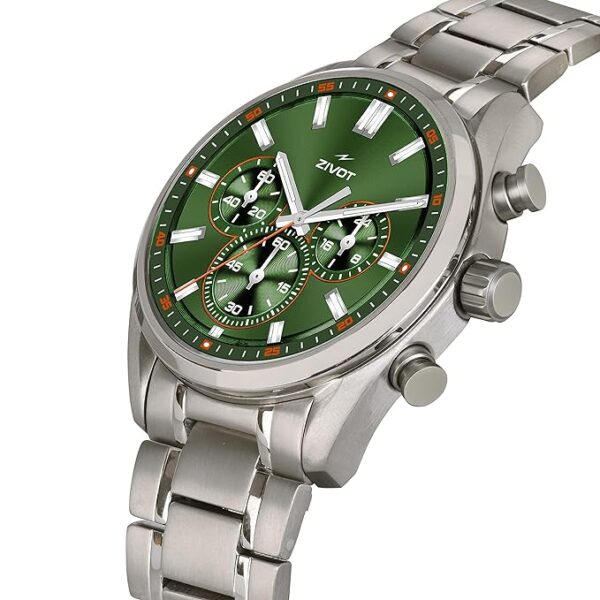 ZIVOT-Z-0083 Silver & Green Analog Wrist Watch with Silver Bezel