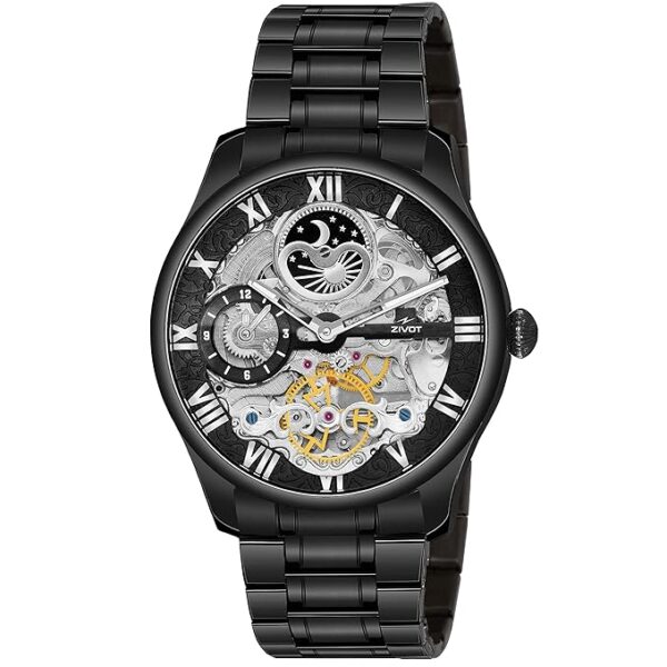 ZIVOT-Z-0067 Golden & Green Analog Watch with Black Bezel and Chain