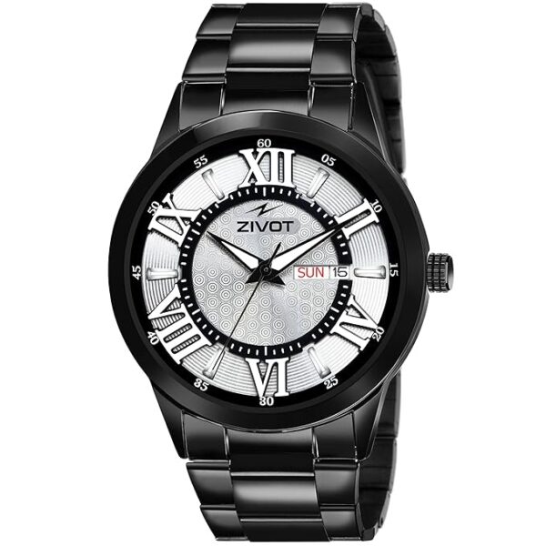 ZIVOT-0026 Analog Wrist Watch, Black Bezel & Silver Dial Design