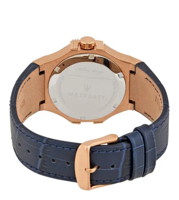 MASERATI Potenza Blue Dial Watch for Men, Bold Stainless Steel & Leather Strap