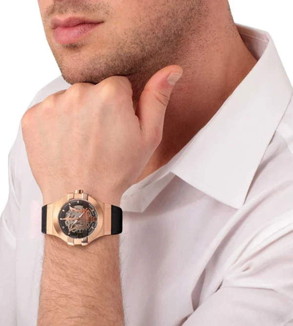 MASERATI Potenza Automatic Watch for Men, Stainless Steel Case & Leather Strap