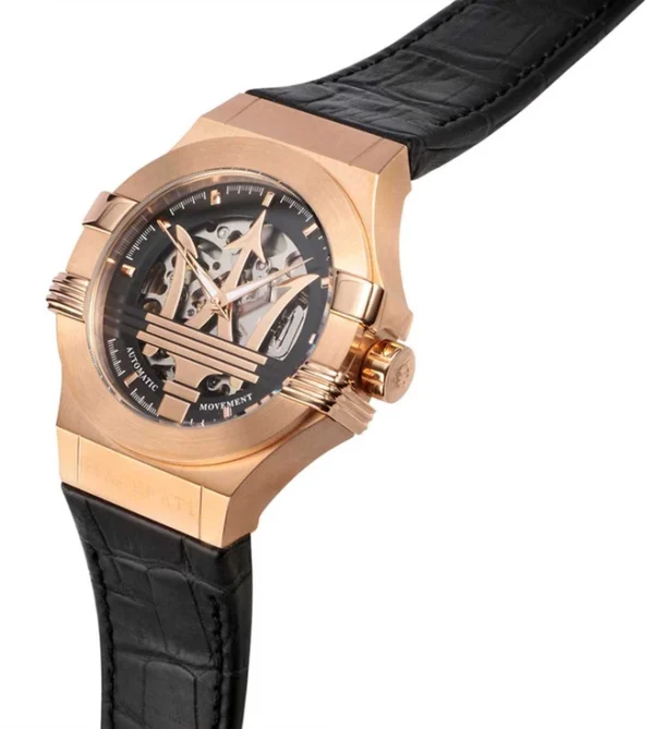 MASERATI Potenza Automatic Watch for Men, Stainless Steel Case & Leather Strap
