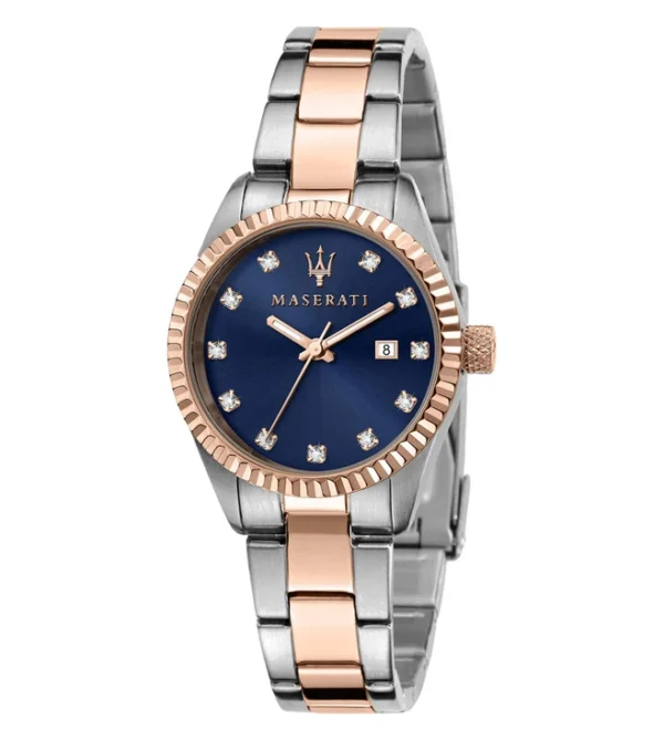 MASERATI Competition Analog Watch for Women, Blue Dial & Multicolor Stainless Steel Strap