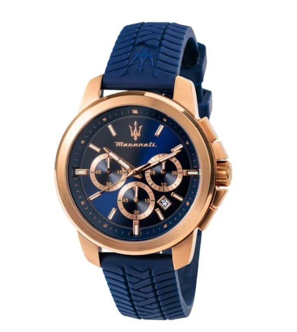 MASERATI Successo Chronograph Watch for Men, Sporty Dial & Silicone Strap