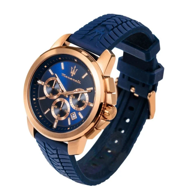 MASERATI Successo Chronograph Watch for Men, Sporty Dial & Silicone Strap