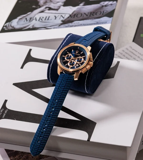 MASERATI Successo Chronograph Watch for Men, Sporty Dial & Silicone Strap