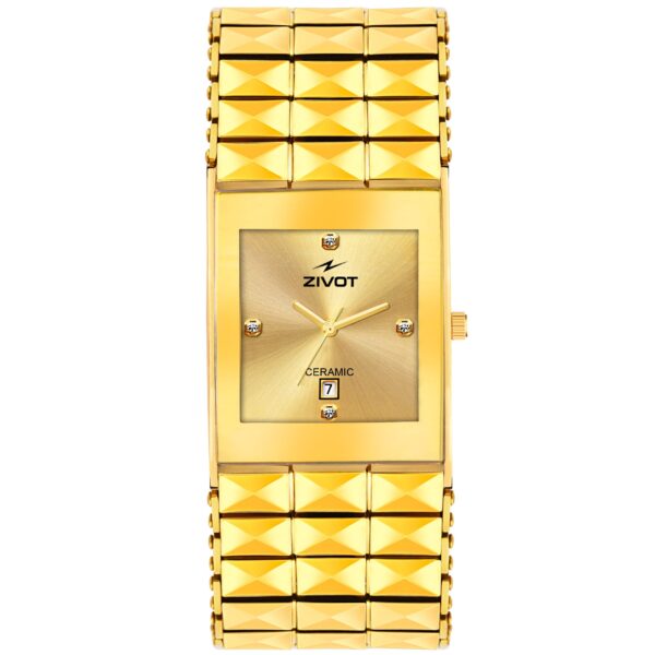 ZIVOT Gold Ceramic Pyramid Bracelet Watch