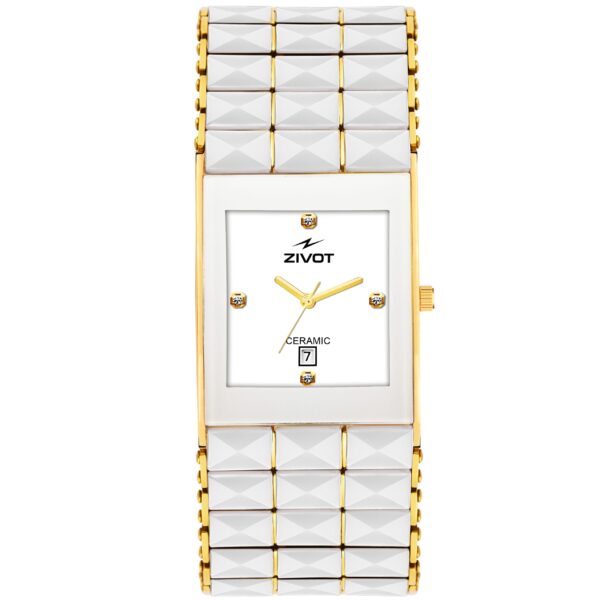 Zivot Ceramic Gold-White Wrist Watch