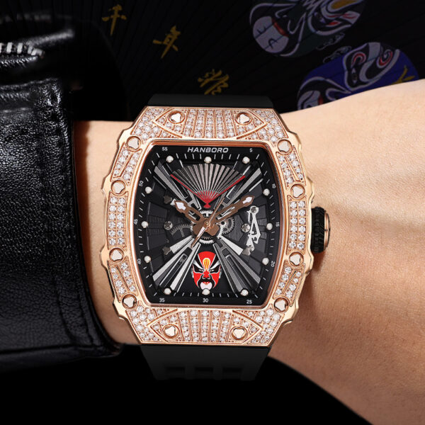 Hanboro Luxury Skeleton Rose Gold Dial Watch