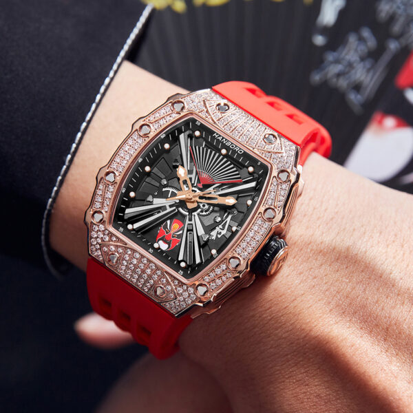 Hanboro Luxury Skeleton Rose Gold Dial Watch