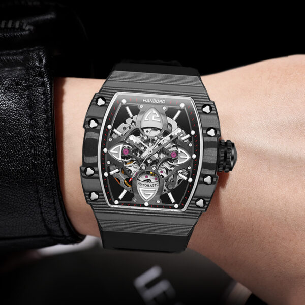 HANBORO Skeleton Tourbillon-Inspired Automatic Watch