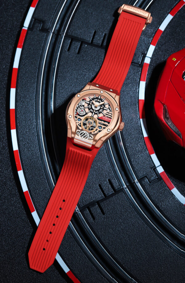 HANBORO Skeleton Silver Dial Automatic Watch