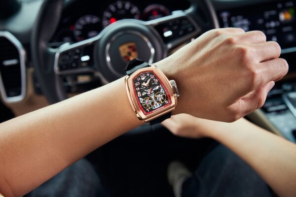 Hanboro Skeleton Automatic Watch with Rose Gold Dial