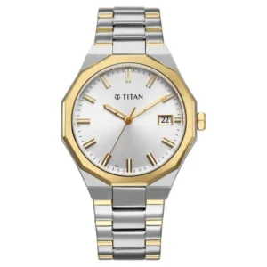 Titan Regalia Dodecagon Quartz Analog with Date Silver Dial Two Toned Stainless Steel Strap Watch For Men